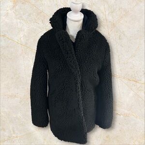 Nasty Gal Just For You Faux‎ Fur Shearling Coat Black Size M NWT